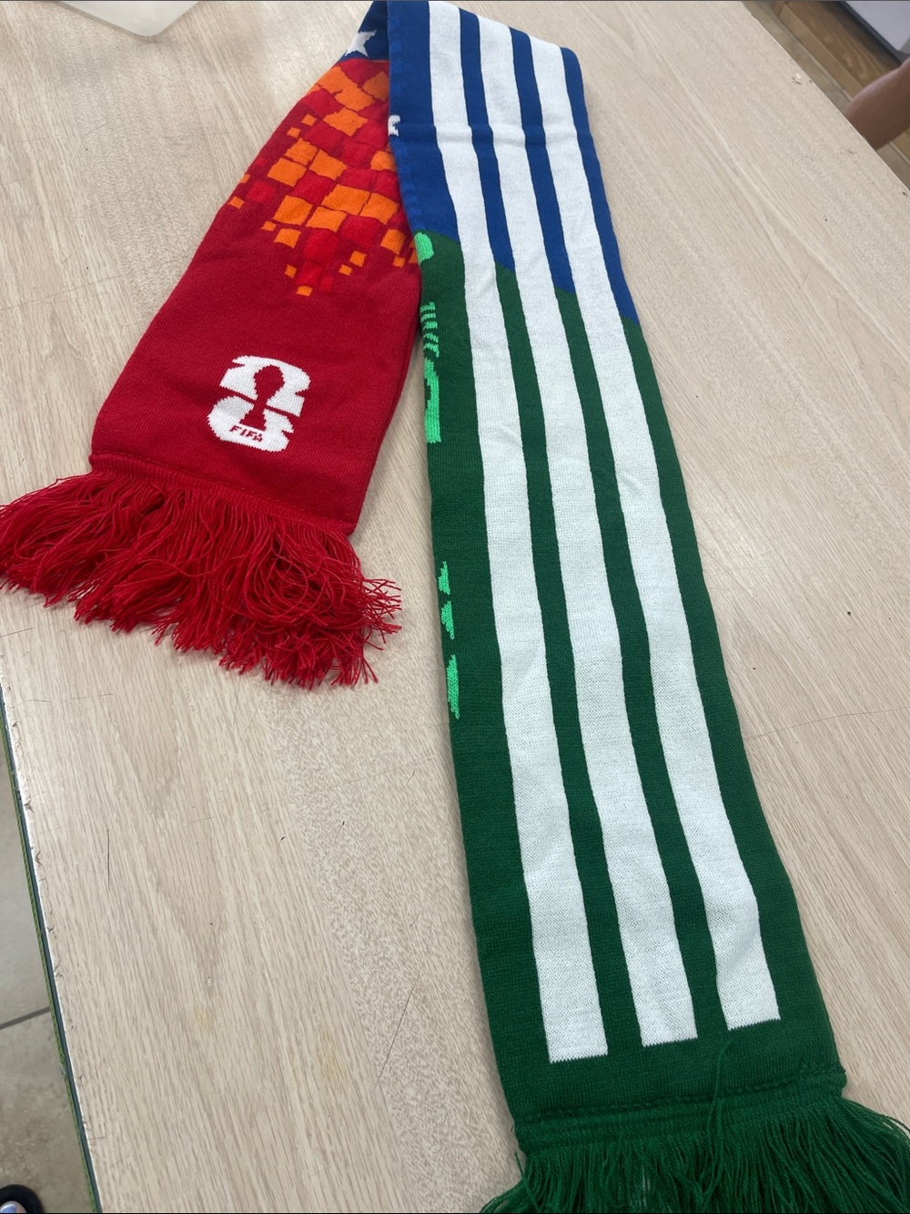 Adidas FIFA Official Red & Green Striped Supporter Scarf